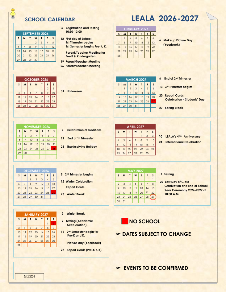 2024-2025 School Calendar